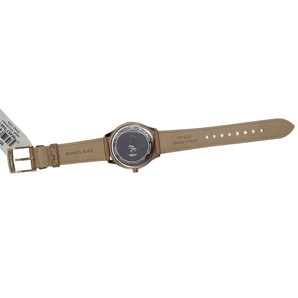 Michael Kors Sage Three-Hand Peanut Croco‎ Embossed Leather Watch 38 mm New - Picture 7 of 8